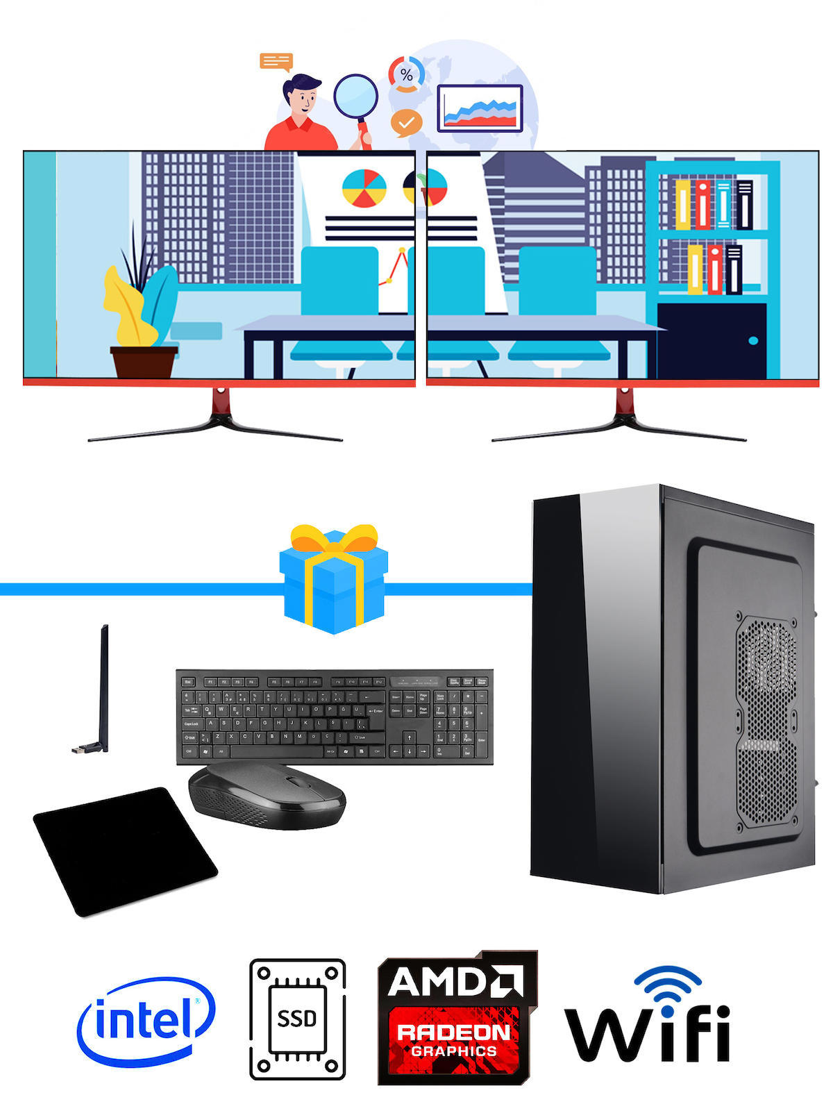 Ramtech Workforce OF710-369 Harici Radeon R5 230 Ekran Kartlı AMD Ryzen 9 i7-10700F 8 GB Ram DDR4 512 GB SSD Mid Tower
 FreeDos Masaüstü Bilgisayar