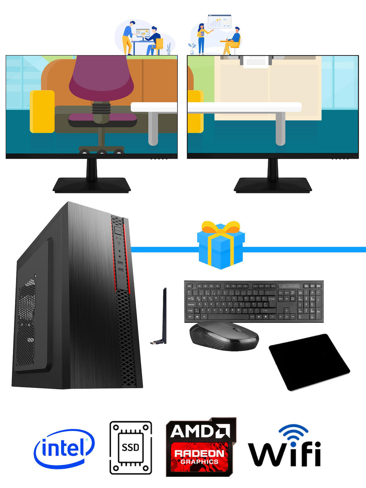 Ramtech Workforce OF710-350 Harici Radeon R5 230 Ekran Kartlı AMD Ryzen 9 i7-10700F 8 GB Ram DDR4 256 GB SSD Mid Tower
 FreeDos Masaüstü Bilgisayar