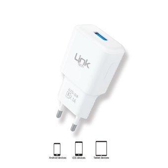 Linktech Universal USB Kablolu 2.1 Amper Hızlı Şarj Aleti Beyaz