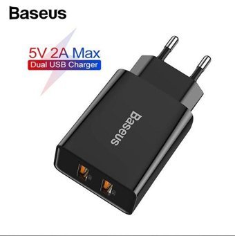 Baseus Speed Mini Dual Universal USB Kablolu 10.5 W Hızlı Şarj Aleti Siyah