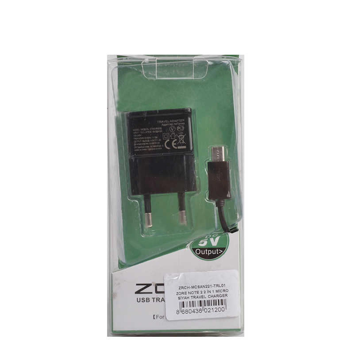 Zore Universal Micro USB Kablolu 5 W Hızlı Şarj Aleti Siyah