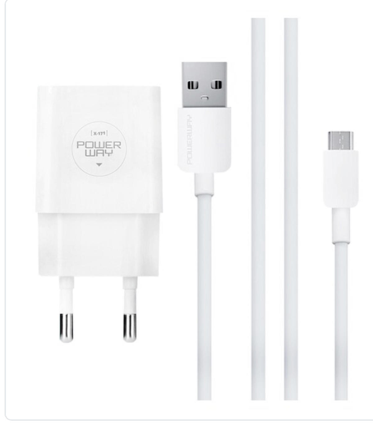 Powerway X171 Universal Micro USB Kablolu Hızlı Şarj Aleti Beyaz