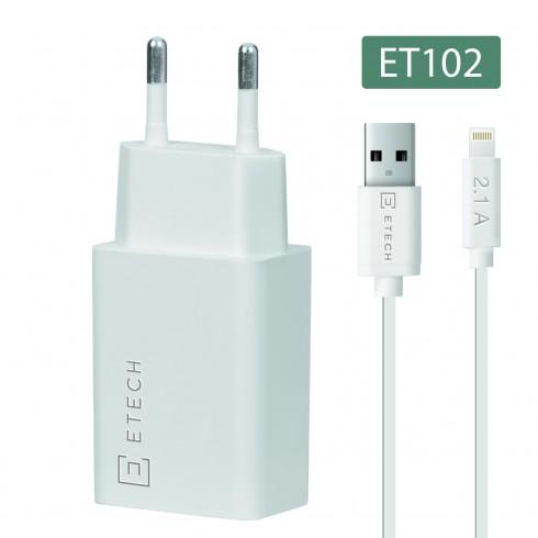 Etech ET102 iPhone Lightning Kablolu Hızlı Şarj Aleti Beyaz