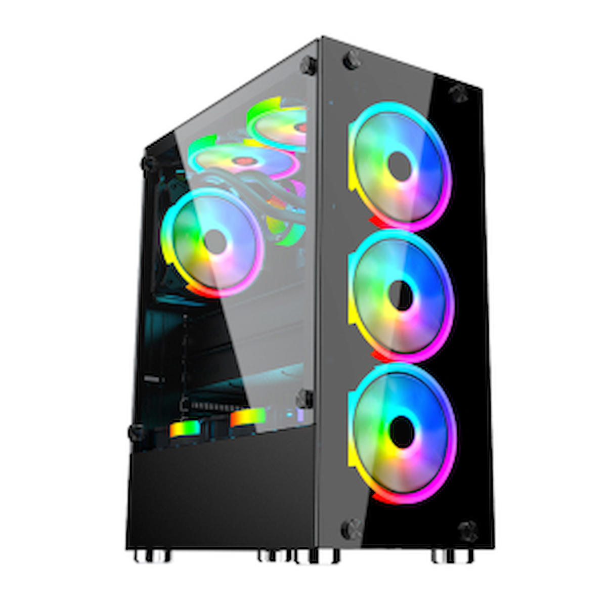 Gameforce Glass RGB Mesh 4 Fanlı Siyah Dikey Kullanım ATX Bilgisayar Kasası