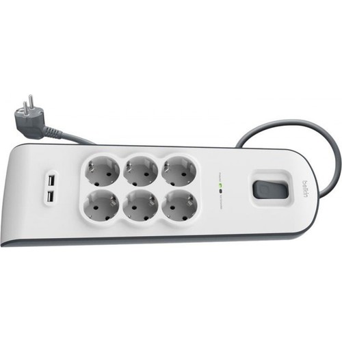 Belkin BSV604VF2M USB Girişli İç Mekan 6'lı Priz Beyaz