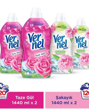 Vernel Max Konsantre Beyaz Çay - Gül - Şakayık 60 Yıkama Yumuşatıcı 4 x 1.44 lt