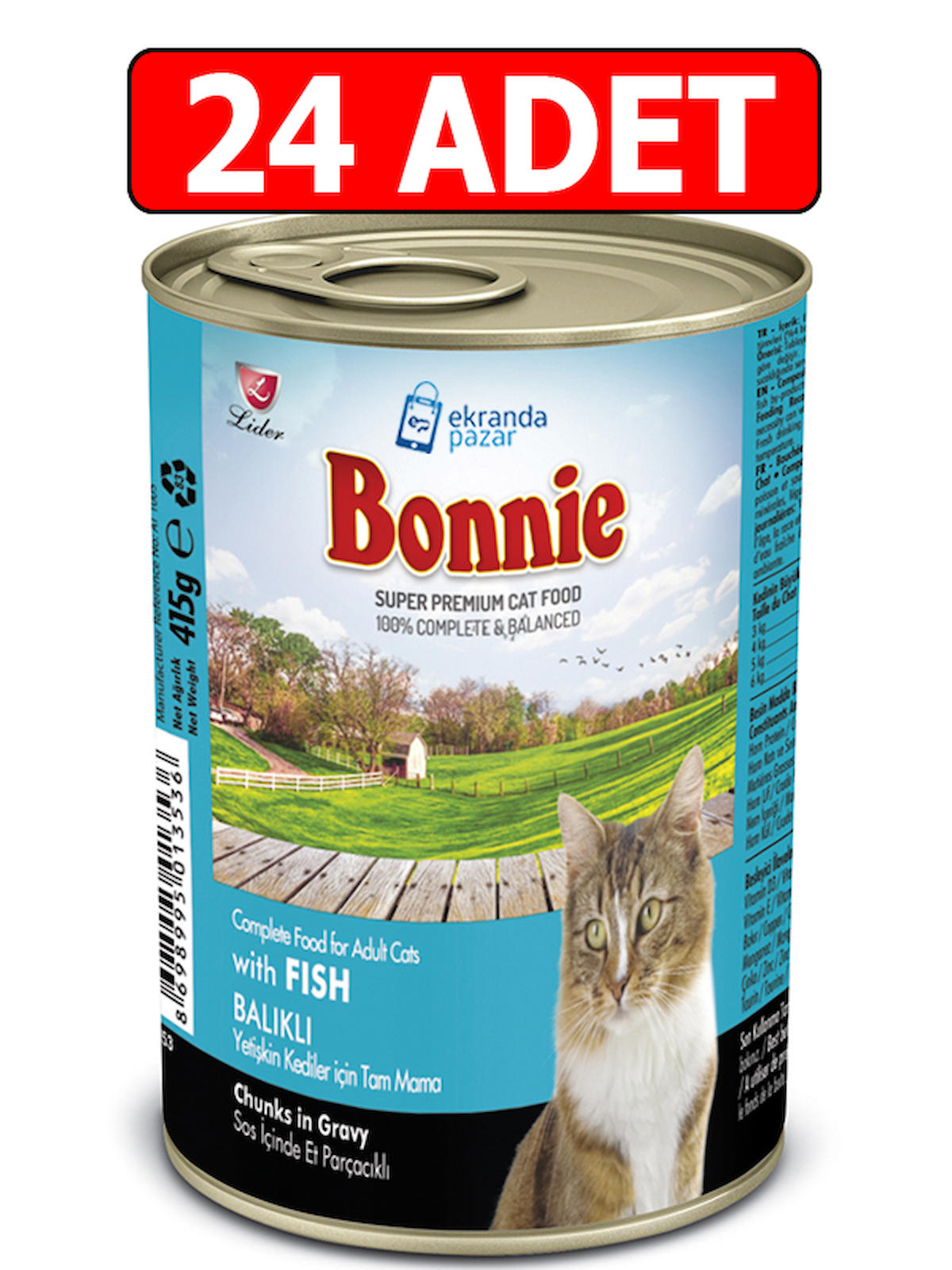 Bonnie Chunks In Gravy Balıklı Yetişkin Yaş Kedi Maması 24x415 gr