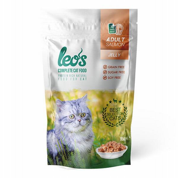 Leo's Jelly Somonlu Yetişkin Yaş Kedi Maması 24x85 gr