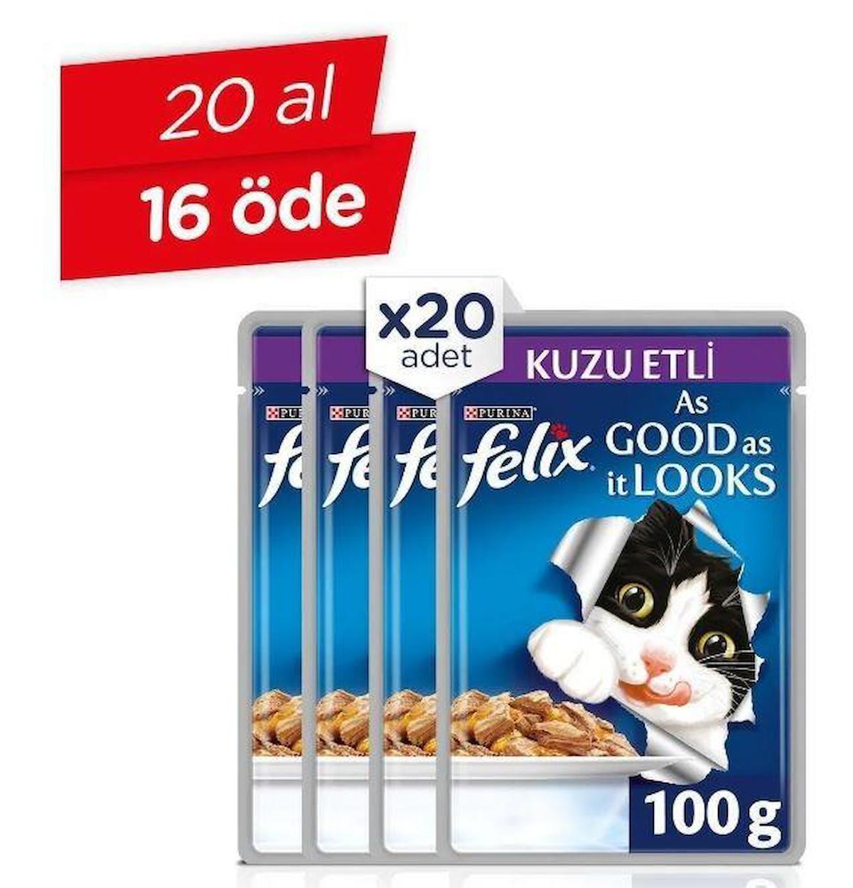 Felix As Good As It Looks Kuzu Etli Yetişkin Yaş Kedi Maması 20x100 gr