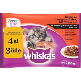 Whiskas In Gravy Kümes Hayvanlı Yavru Yaş Kedi Maması 4x100 gr