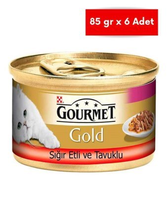 Purina Gold Tavuklu ve Sığır Etli Yetişkin Yaş Kedi Maması 6x85 gr