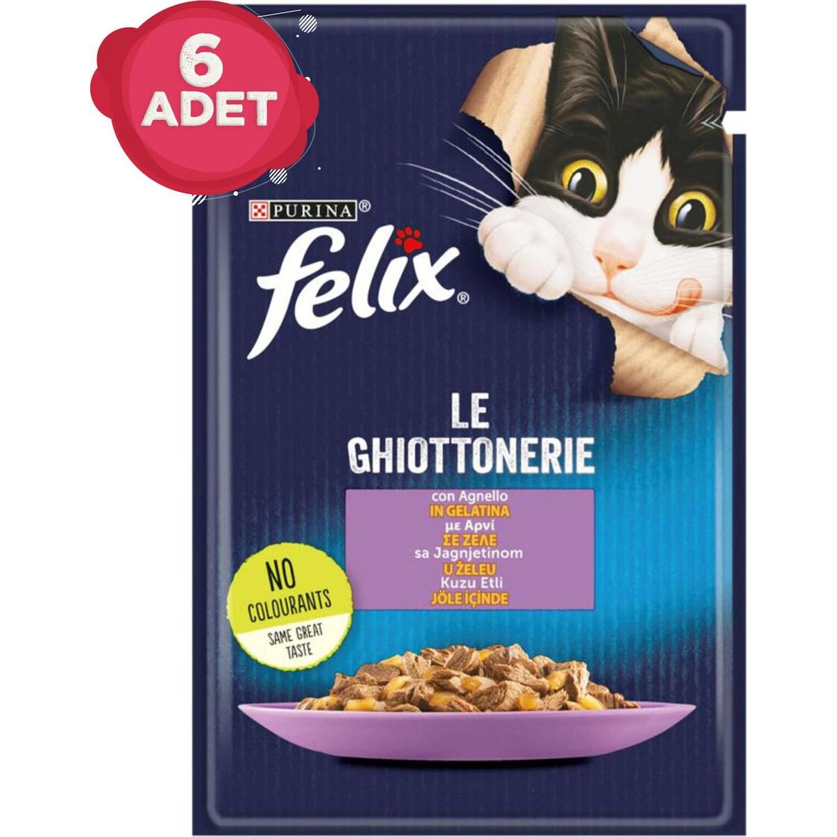 Felix Le Ghiottoneire Kuzu Etli Yetişkin Yaş Kedi Maması 6x85 gr