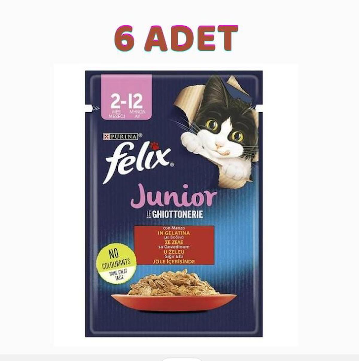 Felix Le Ghiottoneire Sığır Etli Yavru Yaş Kedi Maması 6x85 gr