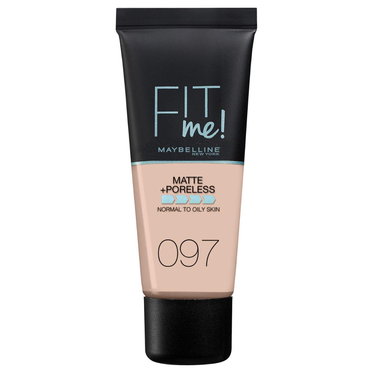 Maybelline New York Fit Me Matte + Poreless 97 Naturel Porcelain Likit Tüp Fondöten 30 ml