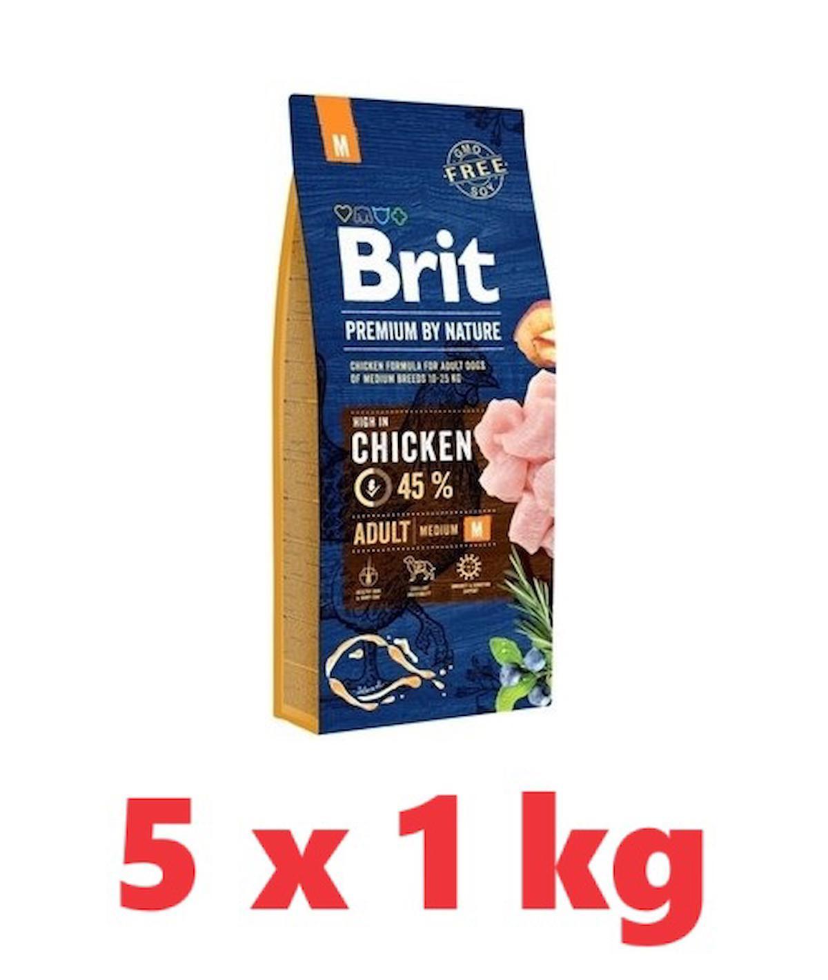 Brit Premium By Nature Tavuklu Orta Irk Yetişkin Kuru Köpek Maması 5x1 kg