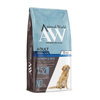Animal World Derma Care Pirinçli ve Somonlu Tüm Irklar Yetişkin Kuru Köpek Maması 15 kg