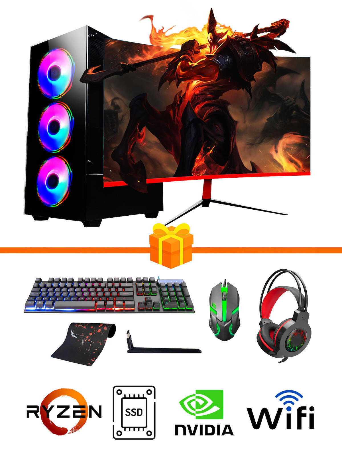 Ramtech Gaming RG505-0149 Harici GeForce GTX 1650 Ekran Kartlı AMD Ryzen 5500 32 GB DDR4 256 GB SSD 23.6 inç FULL HD FreeDos Masaüstü Oyuncu Bilgisayarı