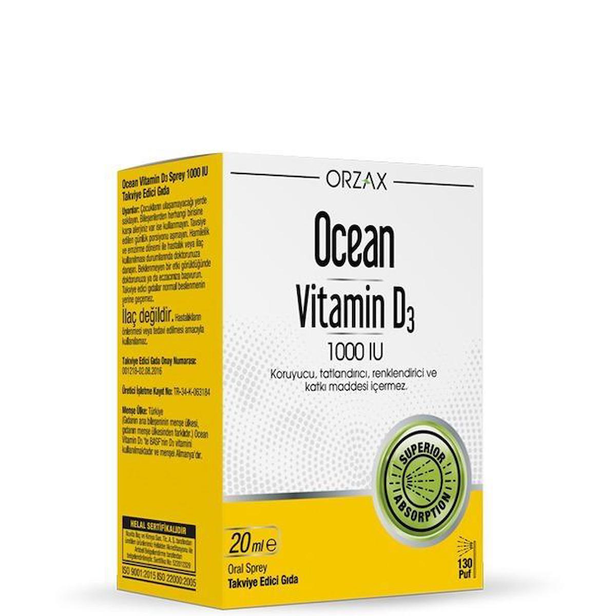 Ocean Orzax Vitamin D3 Aromasız Unisex 20 ml