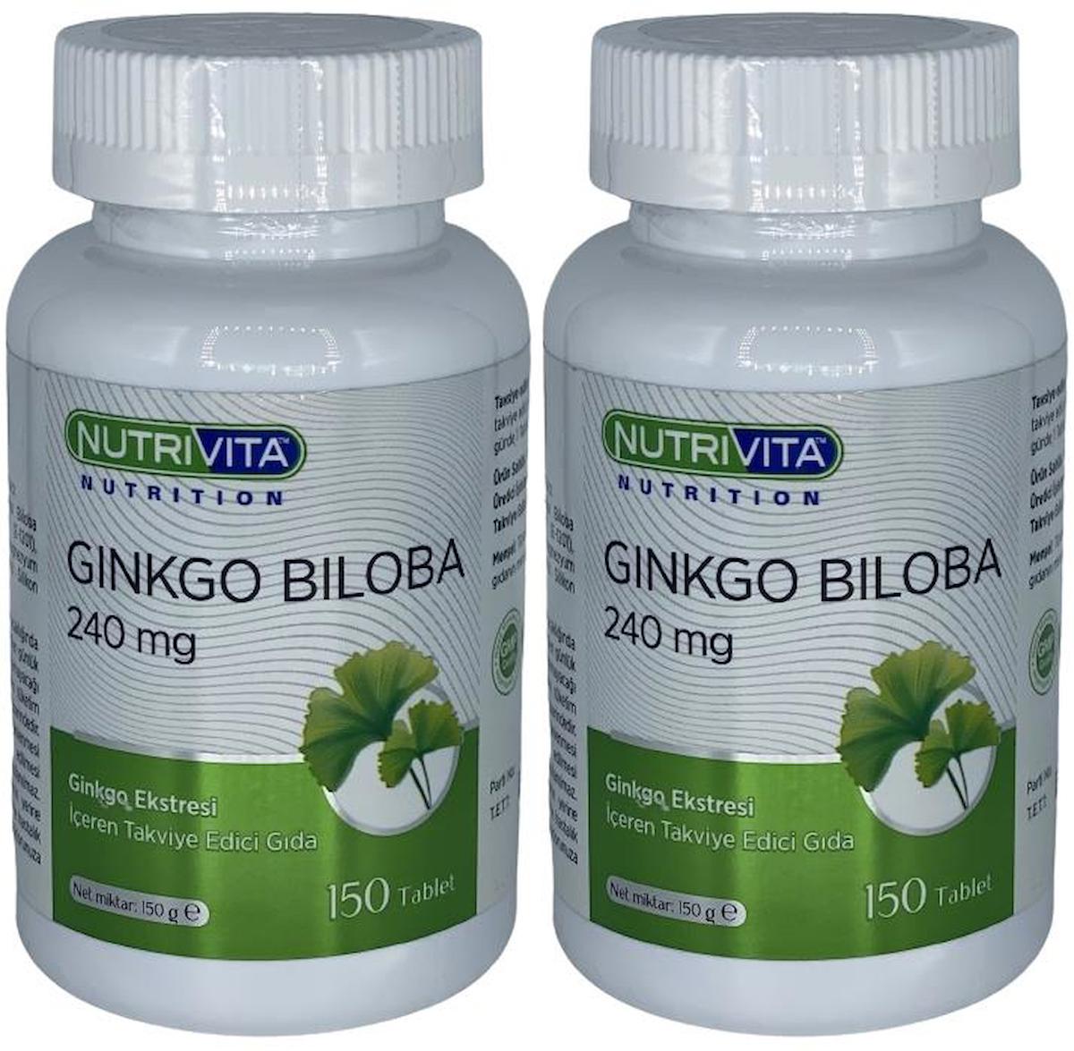 Nutrivita Nutrition Ginkgo Aromasız Unisex Vitamin 2x150 Tablet