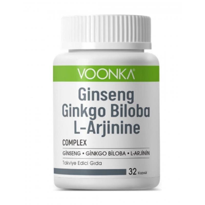 Voonka Gingseng Ginko Biloba L-Arjinine Aromasız Unisex Vitamin 32 Kapsül