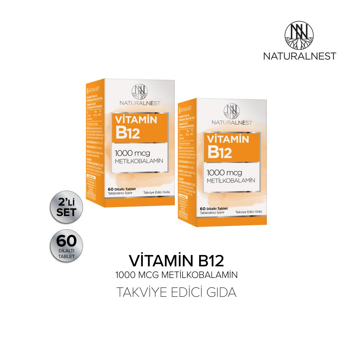 Naturalnest B12 Sade Unisex Vitamin 2x60 Kapsül