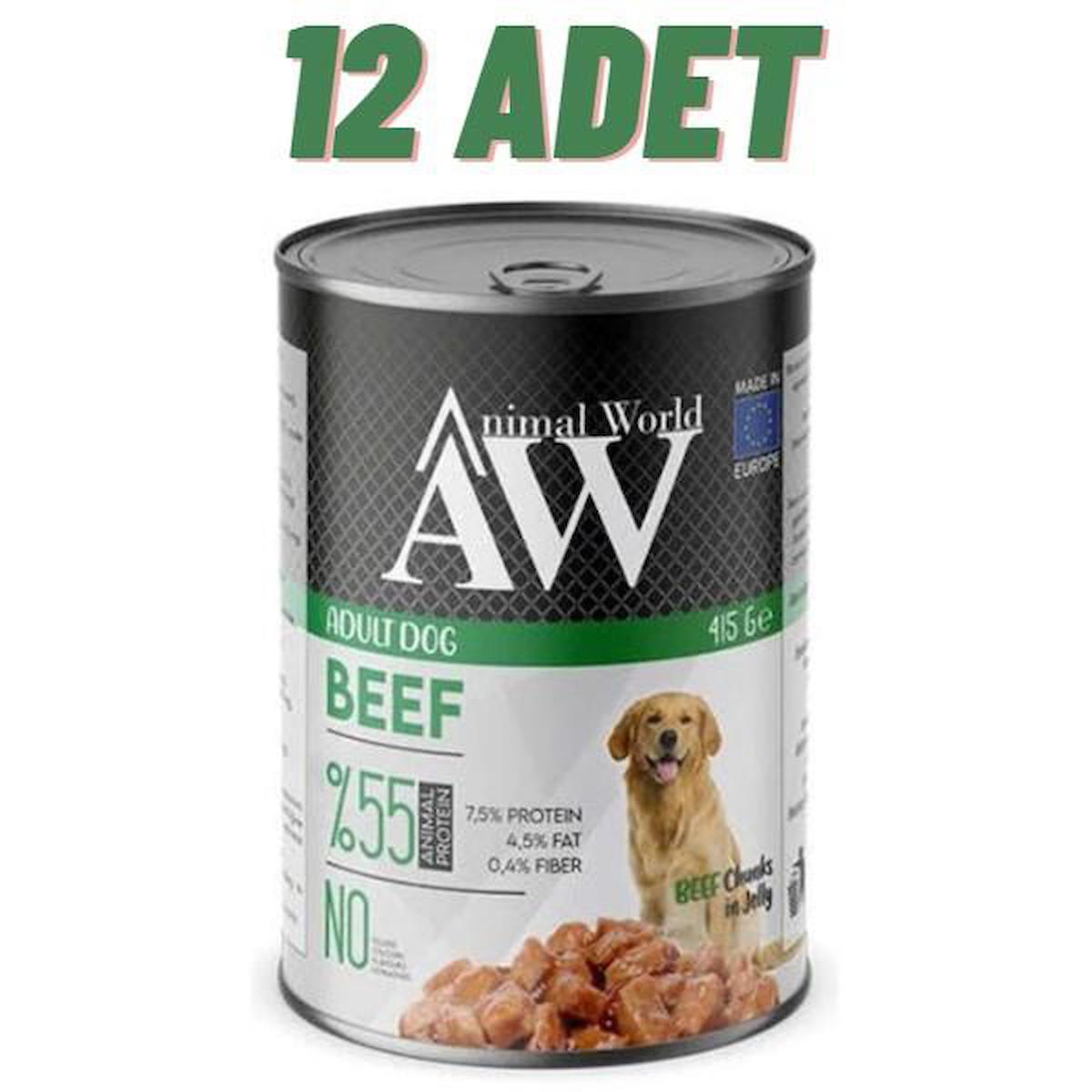 Animal World Biftekli Yetişkin Yaş Köpek Maması 415 gr 12'li