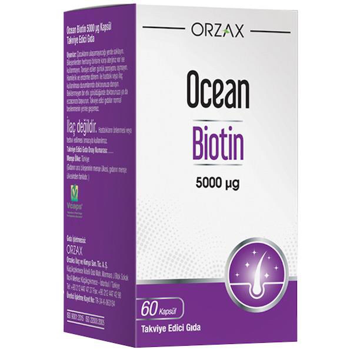 Ocean Orzax Biotin Yetişkin Bitkisel Besin Desteği 60 Tablet