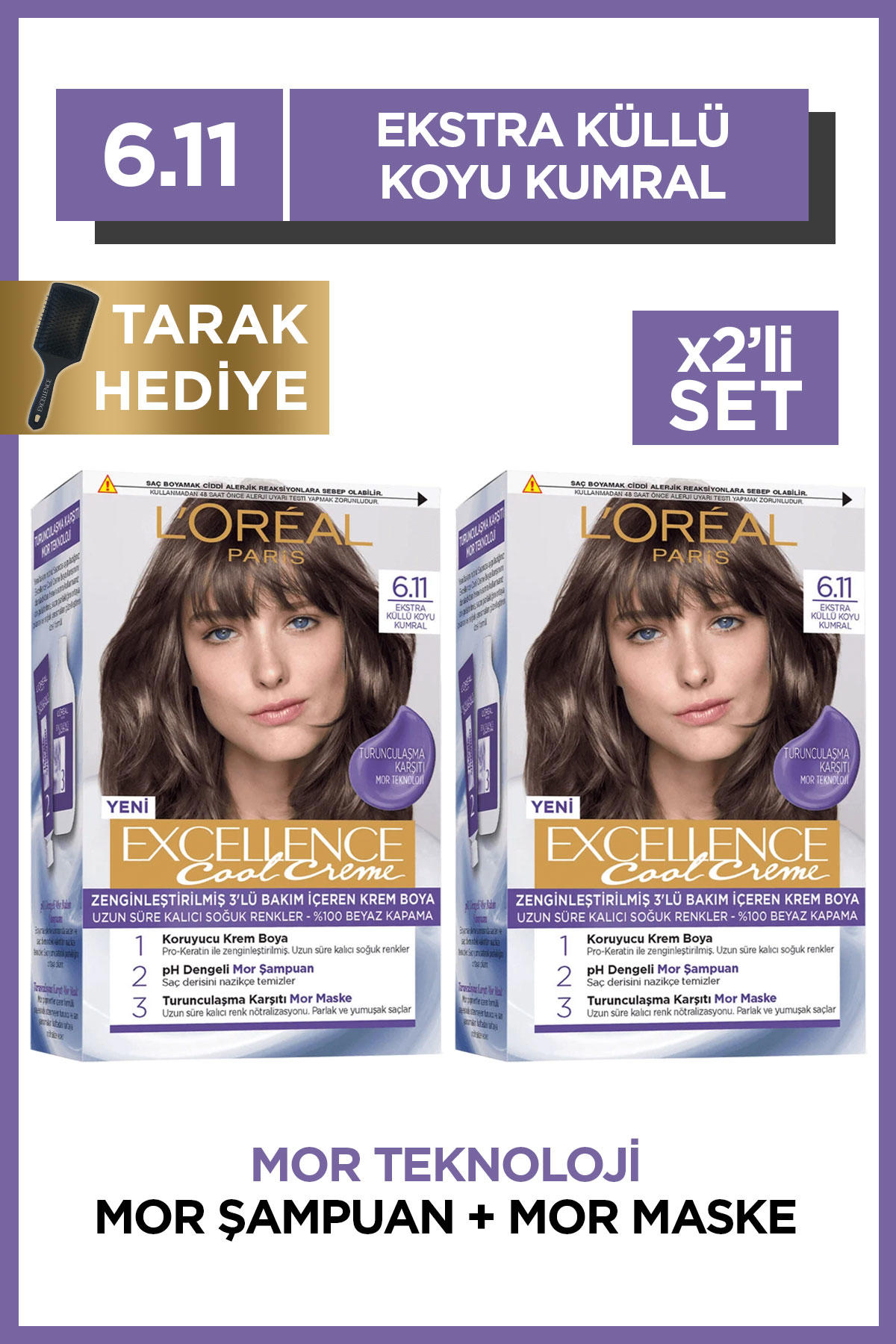 L'Oréal Paris 6.11 Ekstra Küllü Koyu Kumral Amonyaksız Krem Saç Boyası