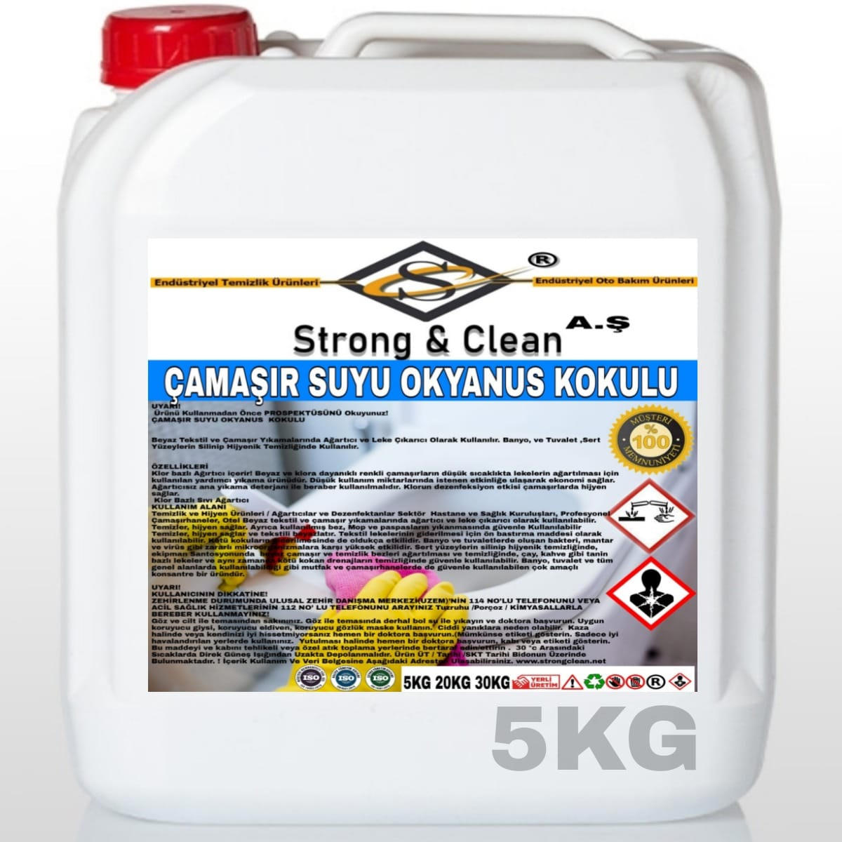 Strong & Clean Okyanus Kokulu Beyazlar İçin Sıvı Çamaşır Suyu 5 kg