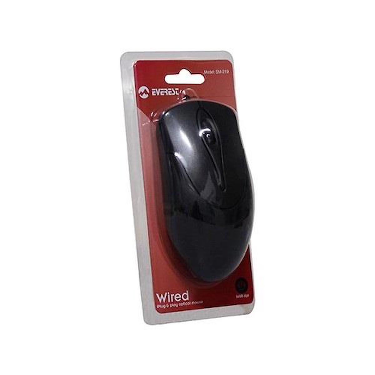 Everest SM-219 Kablolu Siyah Optik Mouse