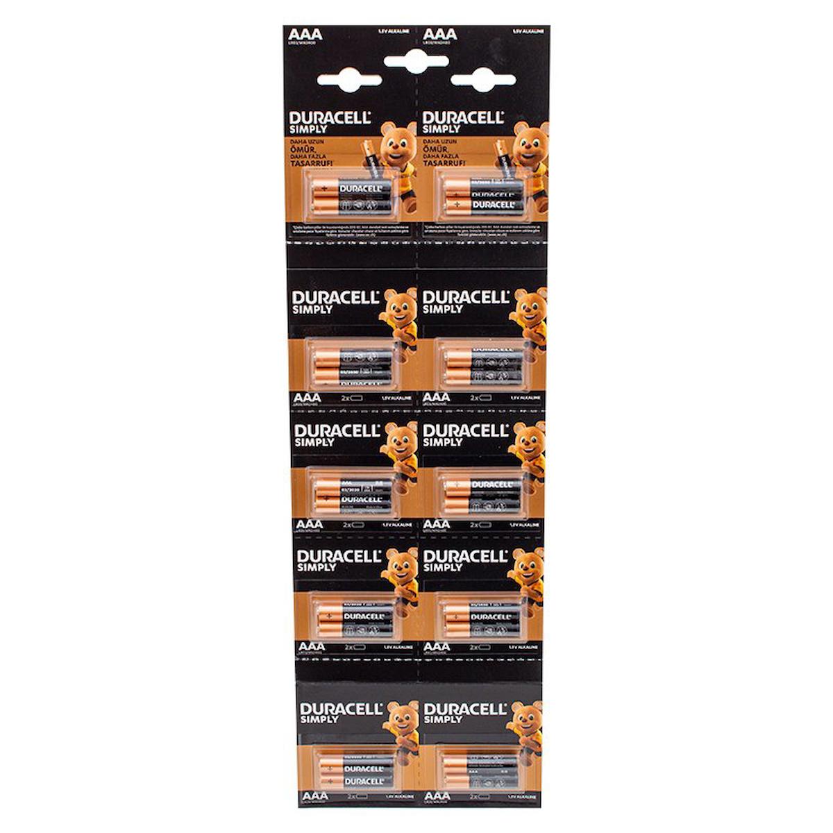 Duracell LR03/MN20 1.5 V Alkalin AAA / İnce Kalem Pil 20'li