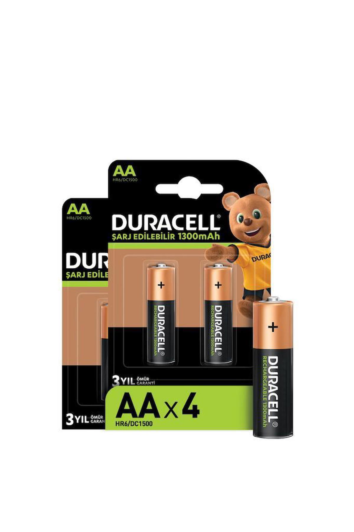 Duracell HR6/DC1500 1300 mAh Ni-Mh AA / Kalem Şarjlı Pil 2x2'li