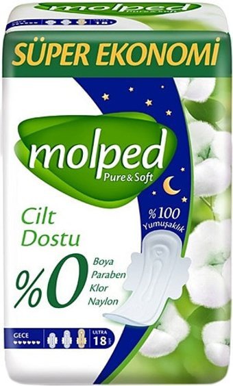 Molped Pure & Soft İnce 18'li Hijyenik Ped 1 Adet