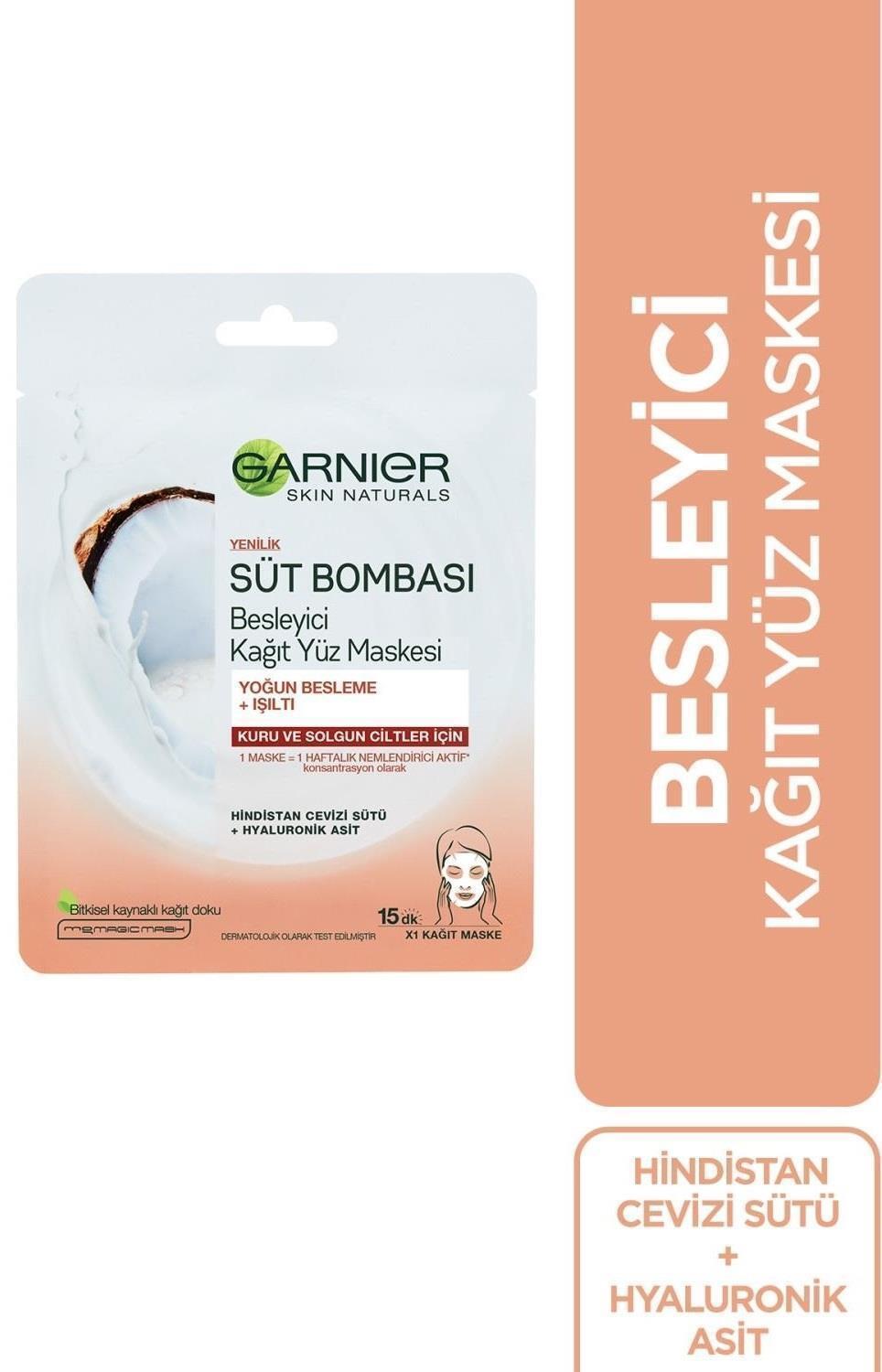 Garnier Süt Bombası Kağıt Yüz Maskesi 1 Adet