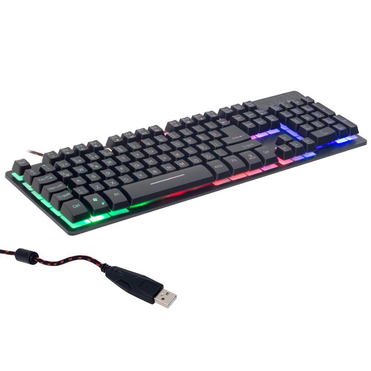 FinDit HL-18744 Türkçe Q RGB 104 Tuşlu Kablolu Siyah Gaming Klavye