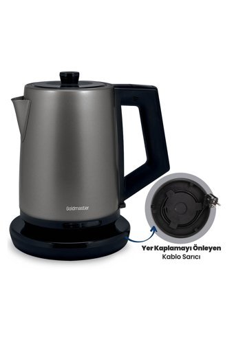 Goldmaster Belizz Çelik 2 lt 2200 W Işıklı Modern İnox Kettle