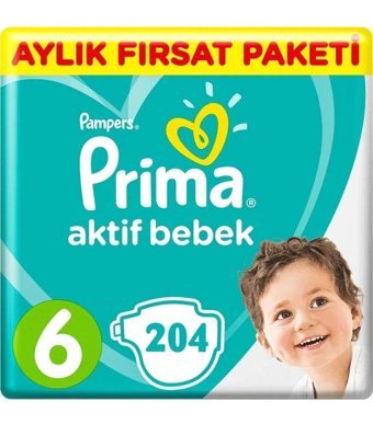 Prima Pampers Aktif Bebek 6 Numara Cırtlı Bebek Bezi 2x102 Adet