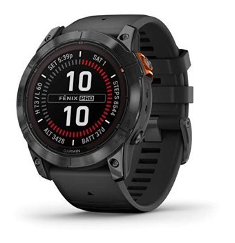 Garmin Fenix 7x Pro Solar Su Geçirmez 35.56 mm Silikon Kordon Yuvarlak Unisex Akıllı Saat Gri