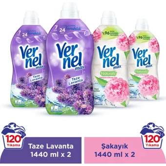 Vernel Max Lavanta - Şakayık 60 Yıkama Yumuşatıcı 4x1.44 lt