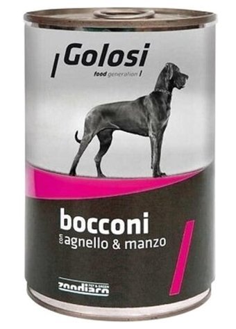 Golosi Bocconi Kuzu-Sığır Etli Yetişkin Yaş Köpek Maması 400 gr 6'lı