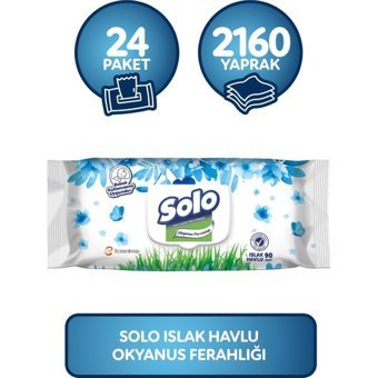 Solo Okyanus Ferahlığı 90 Yaprak 24'lü Paket Islak Havlu