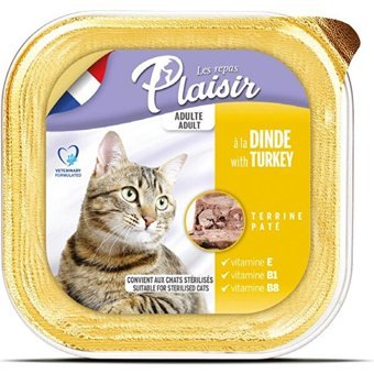 Plaisir Terrine Pate Hindi Yetişkin Yaş Kedi Maması 32x100 gr