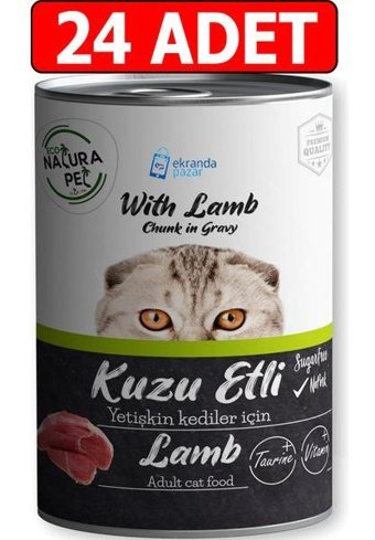 Eco Natura Pet Premium Quality Kuzu Etli Yetişkin Yaş Kedi Maması 24x400 gr