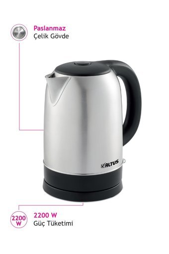 Altus AL 728 Çelik 1.7 lt 2200 W Işıklı Retro İnox Kettle