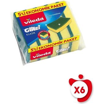 Vileda Glitzi Klasik Bulaşık Süngeri 6x5'li