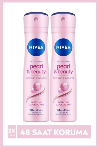 Nivea Pearl&Beauty Antiperspirant Sprey Kadın Deodorant 2x150 ml