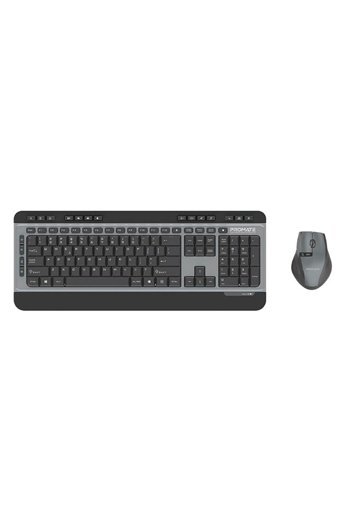 Promate Procombo-9 Ergonomik Gri Kablosuz Klavye Mouse Seti