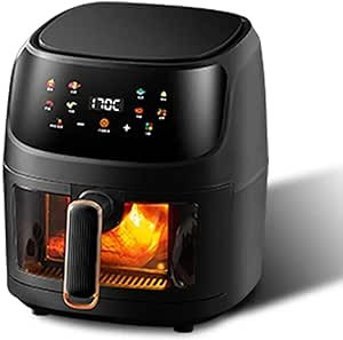 Nqyzzfd Airfryer 6 lt Tek Hazneli Led Ekranlı Yağsız Sıcak Hava Fritözü Siyah