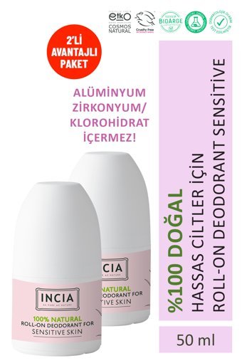 Incia Sensetive Skin Roll-On Kadın Deodorant 2x50 ml