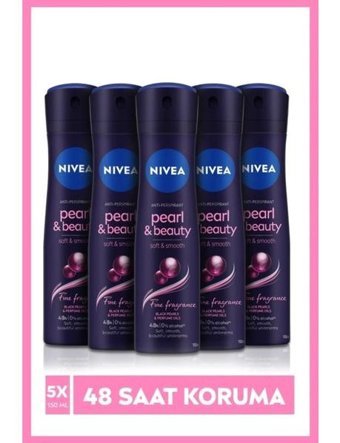 Nivea Pearl&Beauty Fine Fragrance Antiperspirant Sprey Kadın Deodorant 5x150 ml